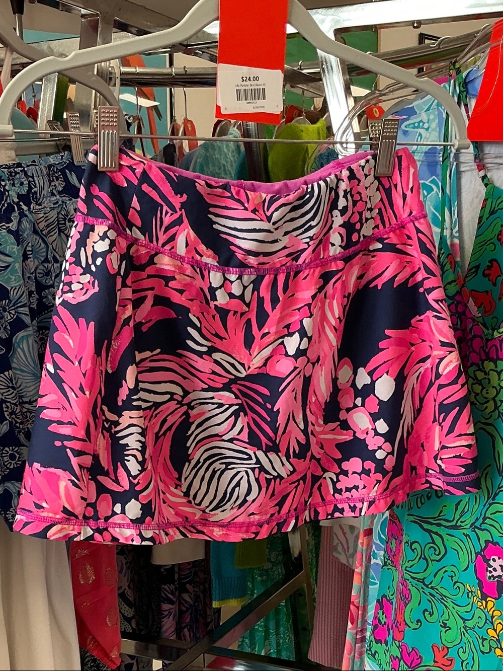Lilly Pulitzer Navy & Hot Pink Floral Skort